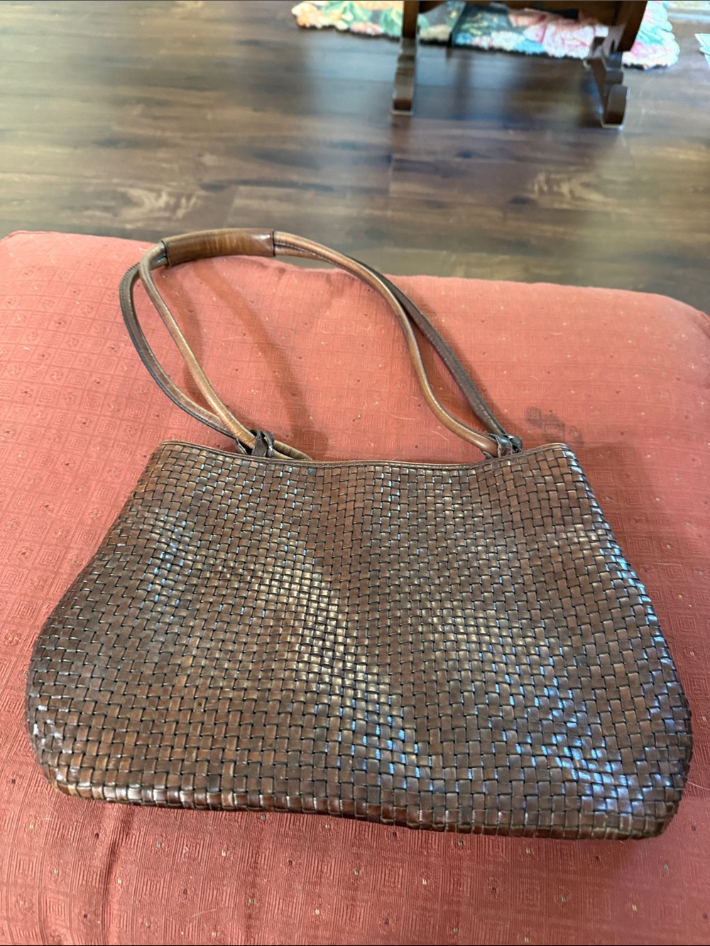 Nine West Brown Woven Leather Shoulder Bag